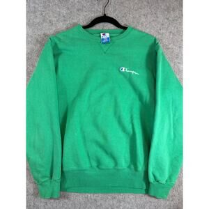 Vintage 90s Champion Athletic Sweatshirt Green Fleece Crewneck Pullover Large